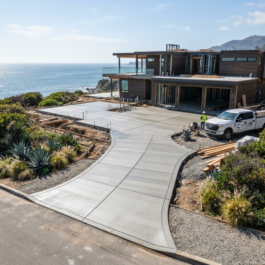 New concrete driveway at the property