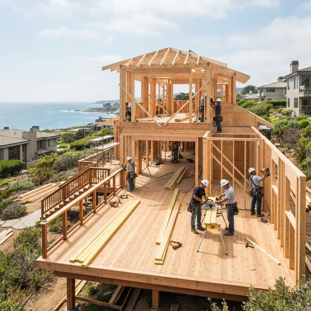 Crew framing the deck structure